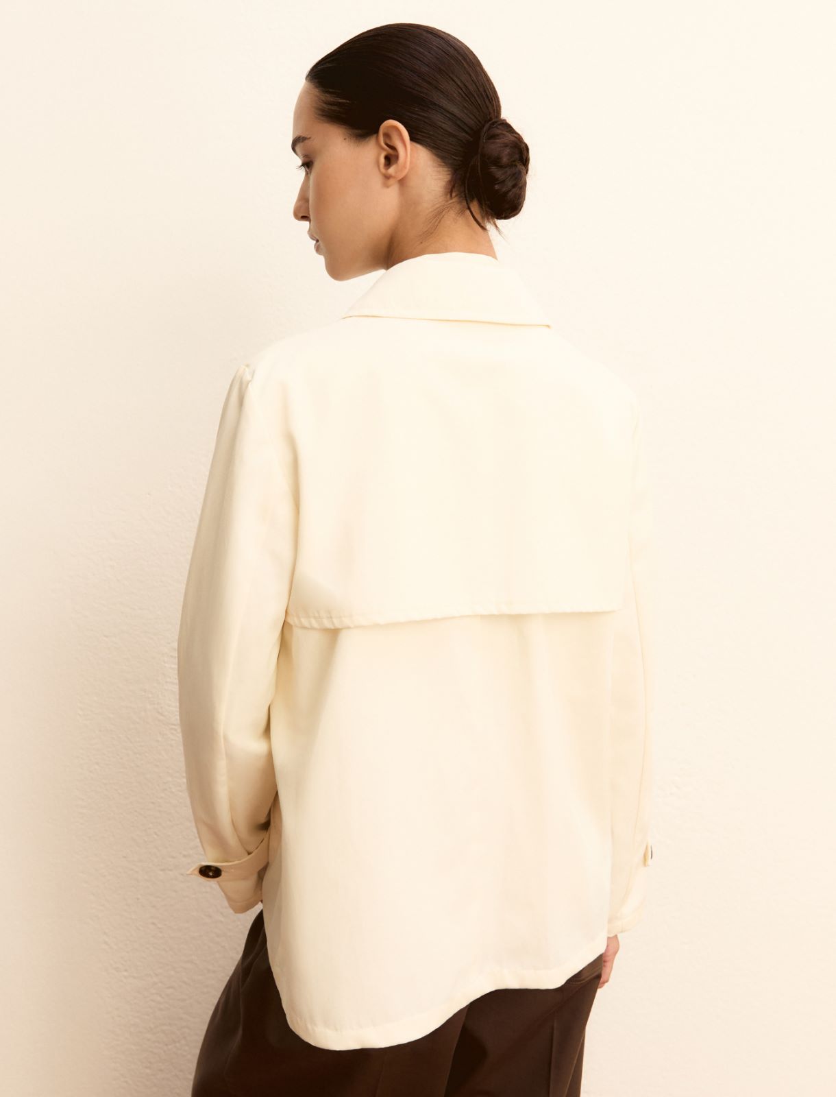 Double-breasted water-repellent gabardine trench coat - WOOL WHITE - Emme - 2