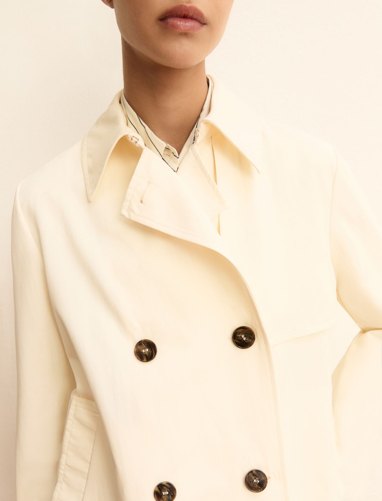 Double-breasted water-repellent gabardine trench coat - WOOL WHITE - Emme - 5