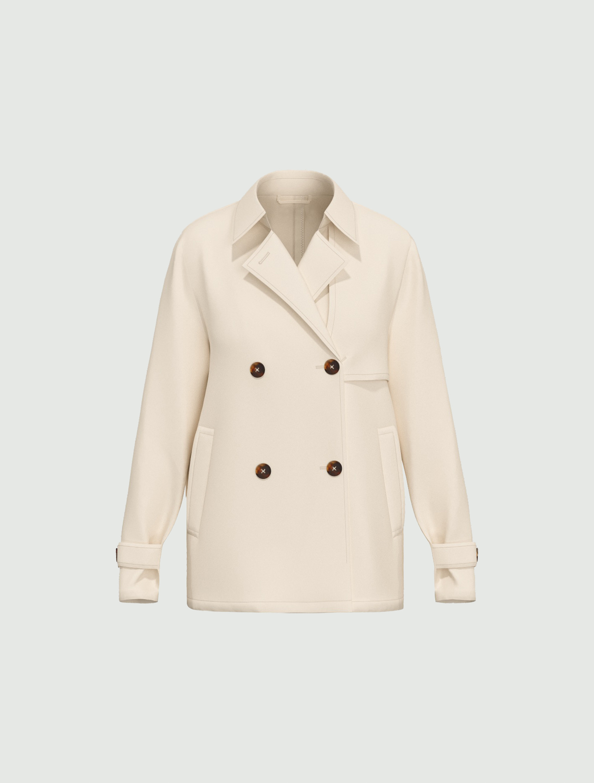 Double-breasted water-repellent gabardine trench coat - WOOL WHITE - Emme - 6