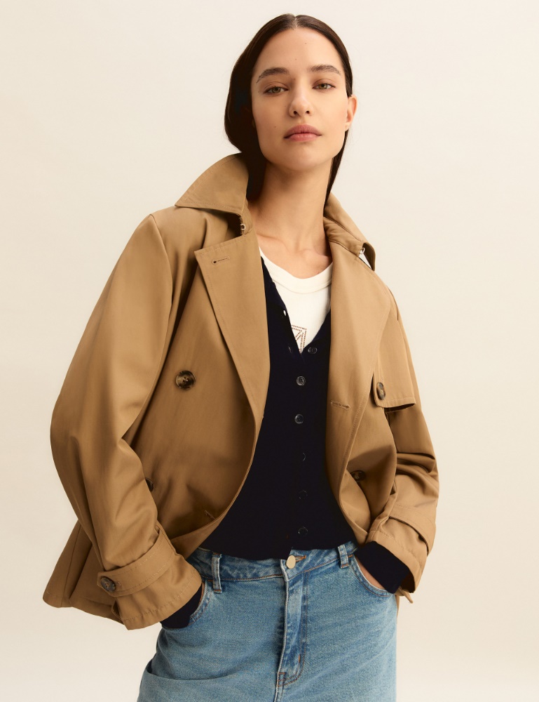 Double-breasted water-repellent gabardine trench coat - Emme