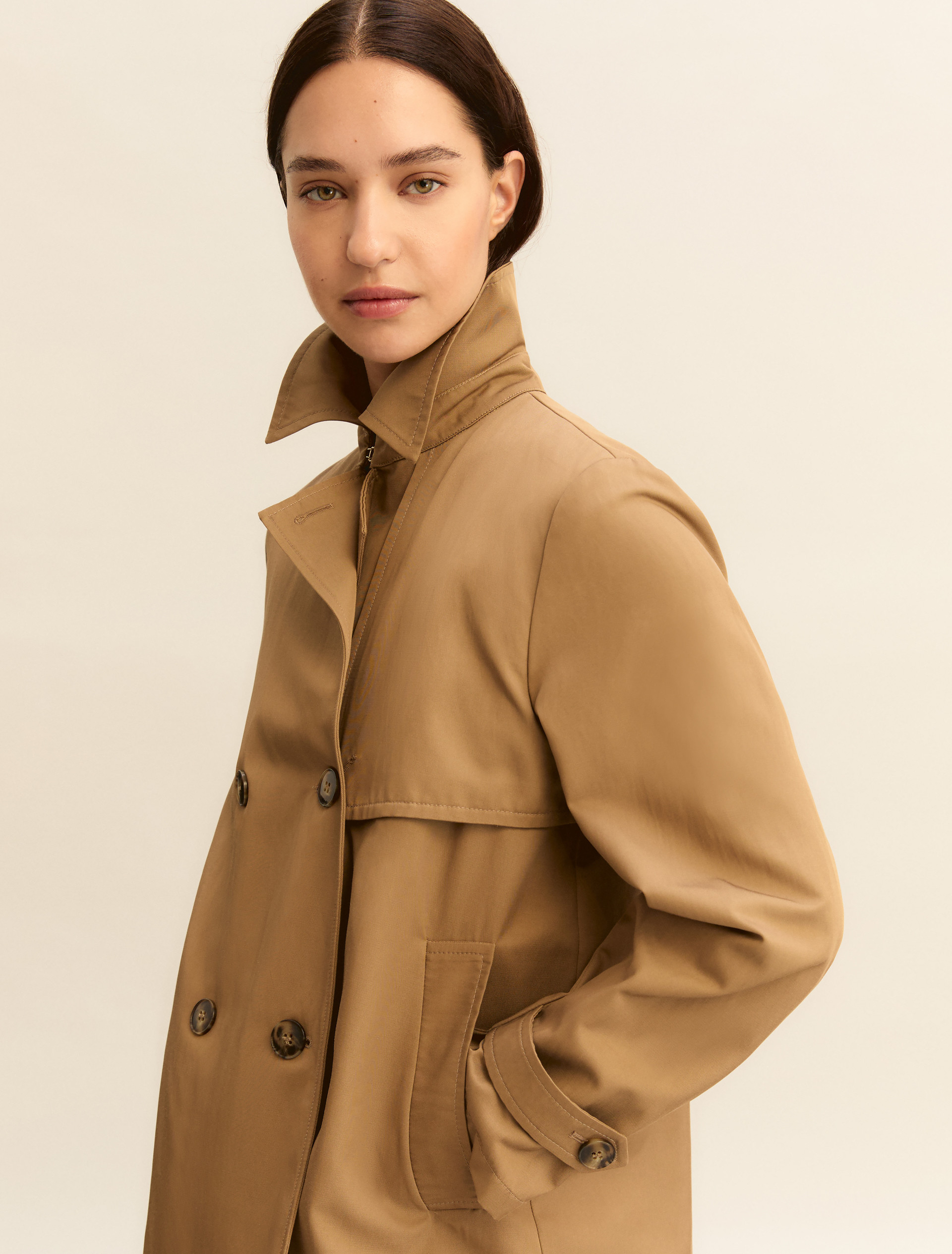 Double-breasted water-repellent gabardine trench coat - TURTLEDOVE - Emme - 5