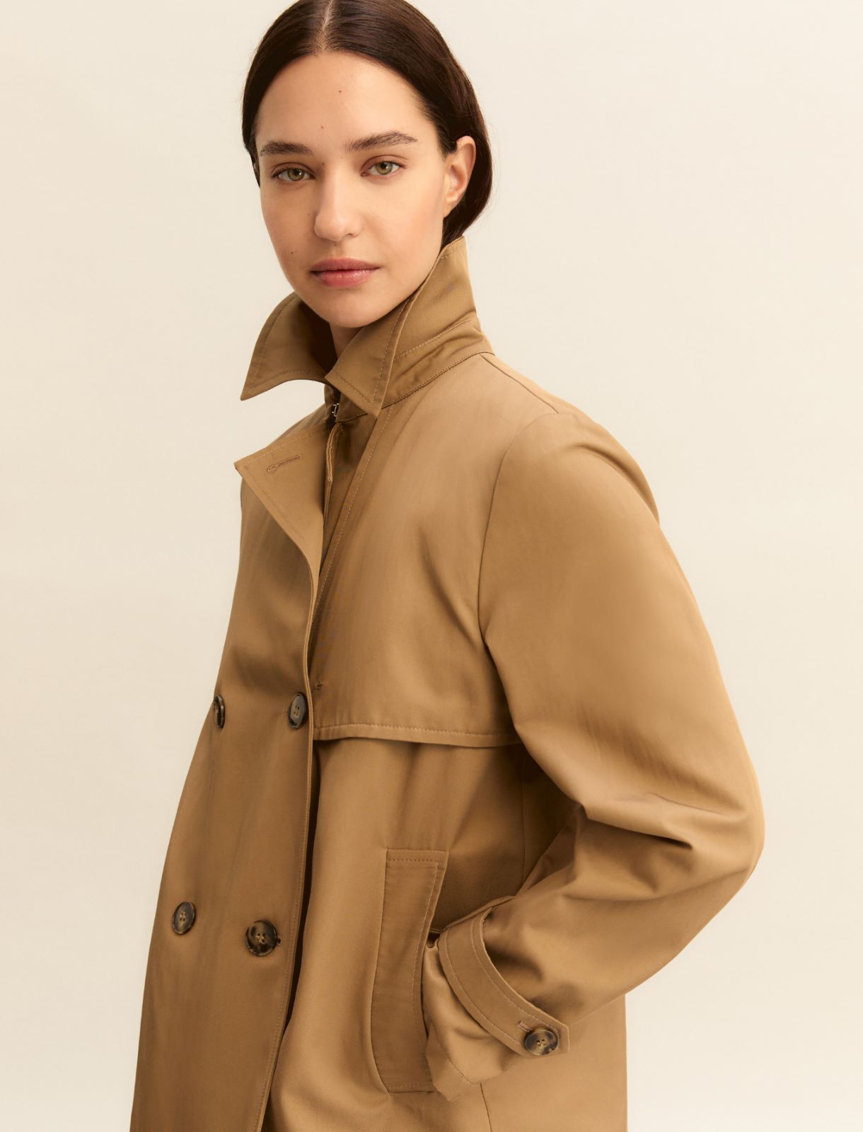 Double-breasted water-repellent gabardine trench coat - TURTLEDOVE - Emme - 5