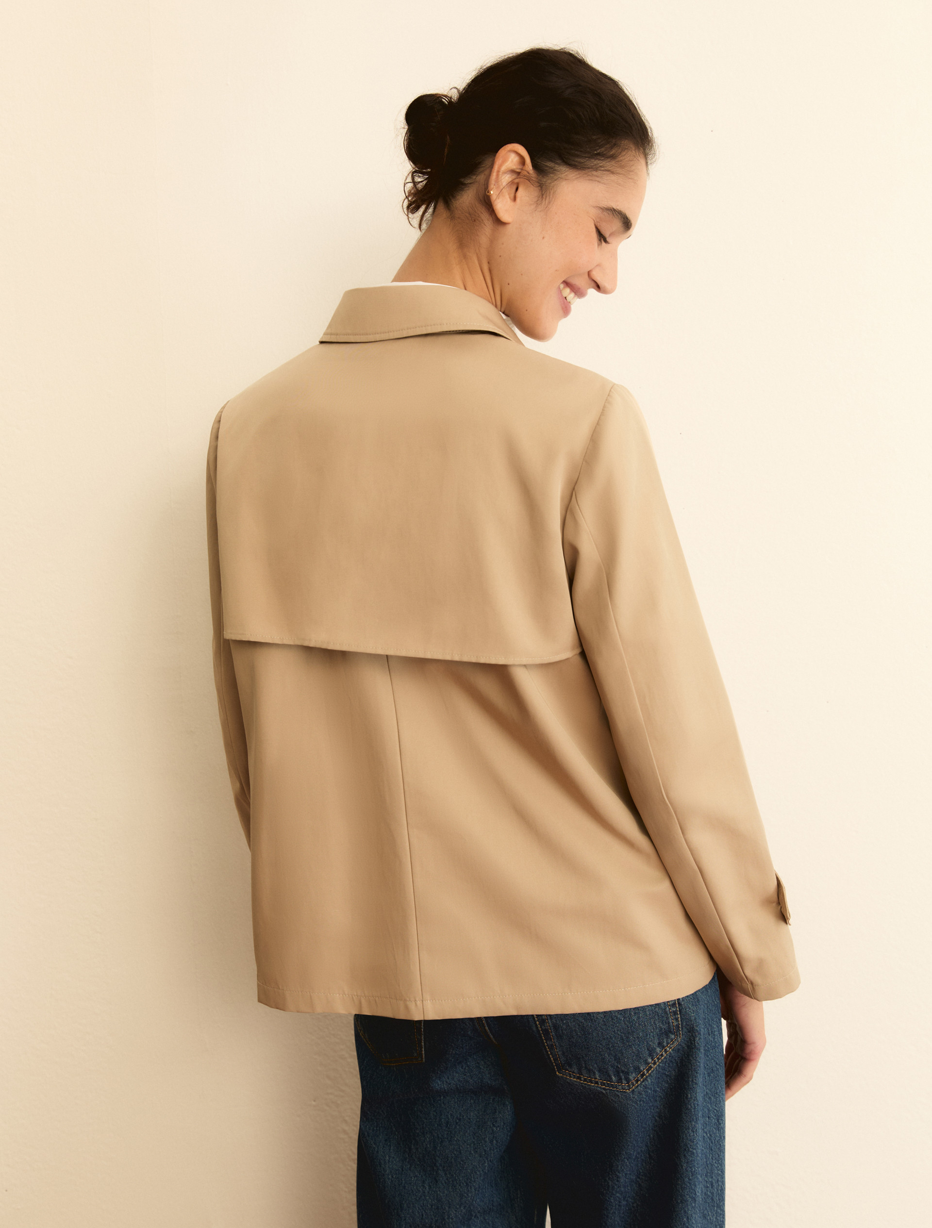Trench doppiopetto in gabardina antigoccia - BEIGE - Emme - 3