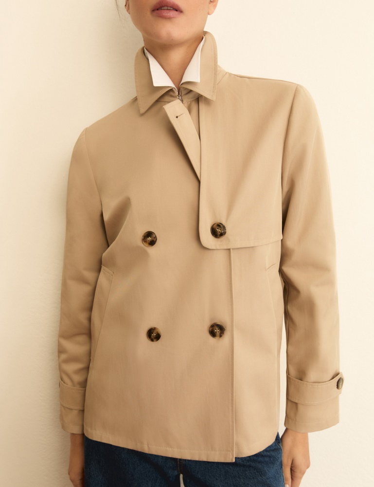 Double-breasted water-repellent gabardine trench coat - Emme - 3