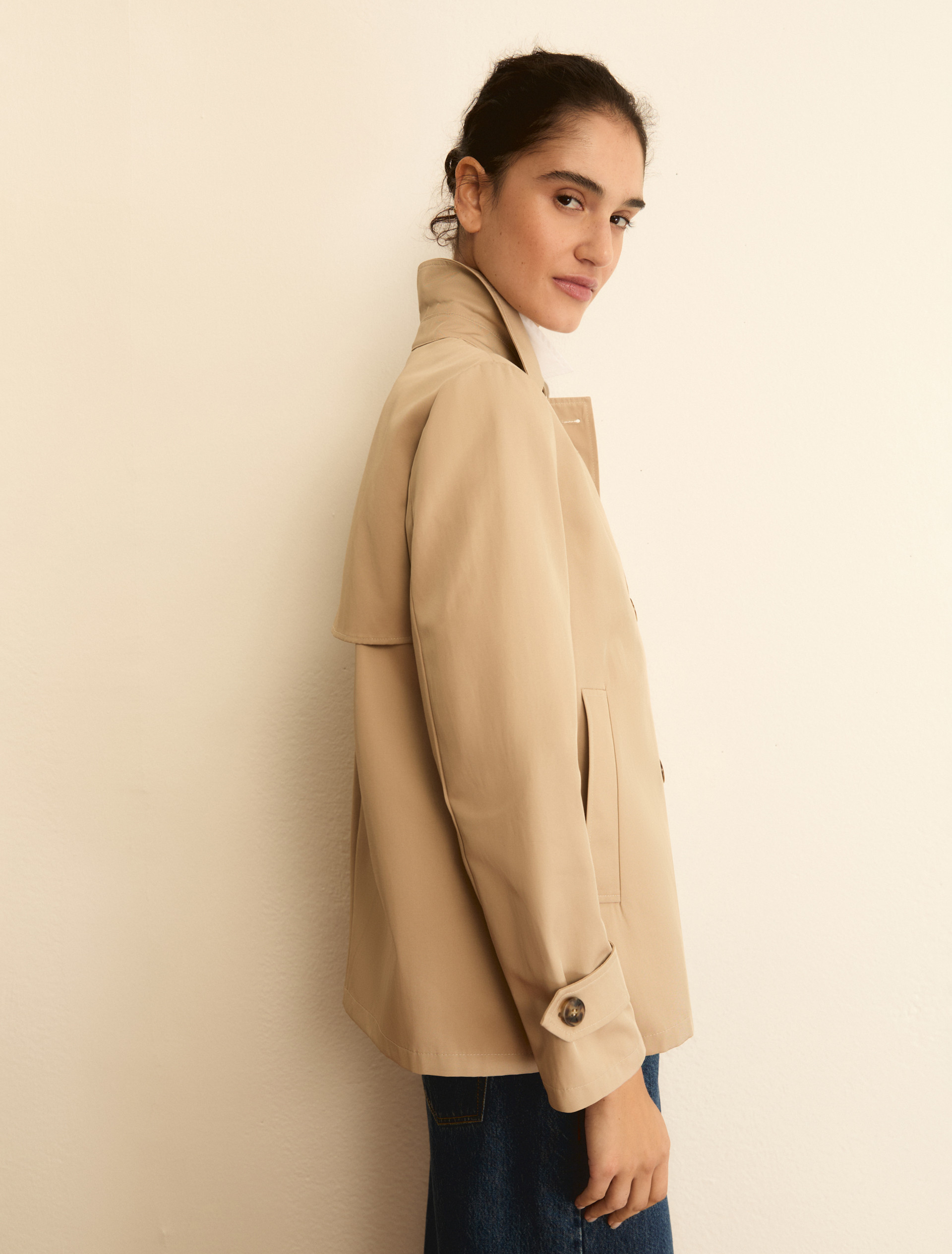 Trench doppiopetto in gabardina antigoccia - BEIGE - Emme - 7