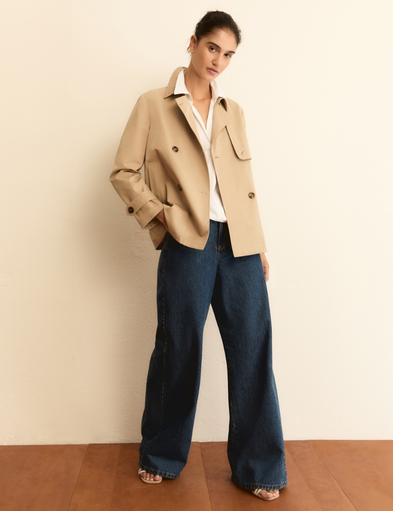 Double-breasted water-repellent gabardine trench coat - Emme - 4