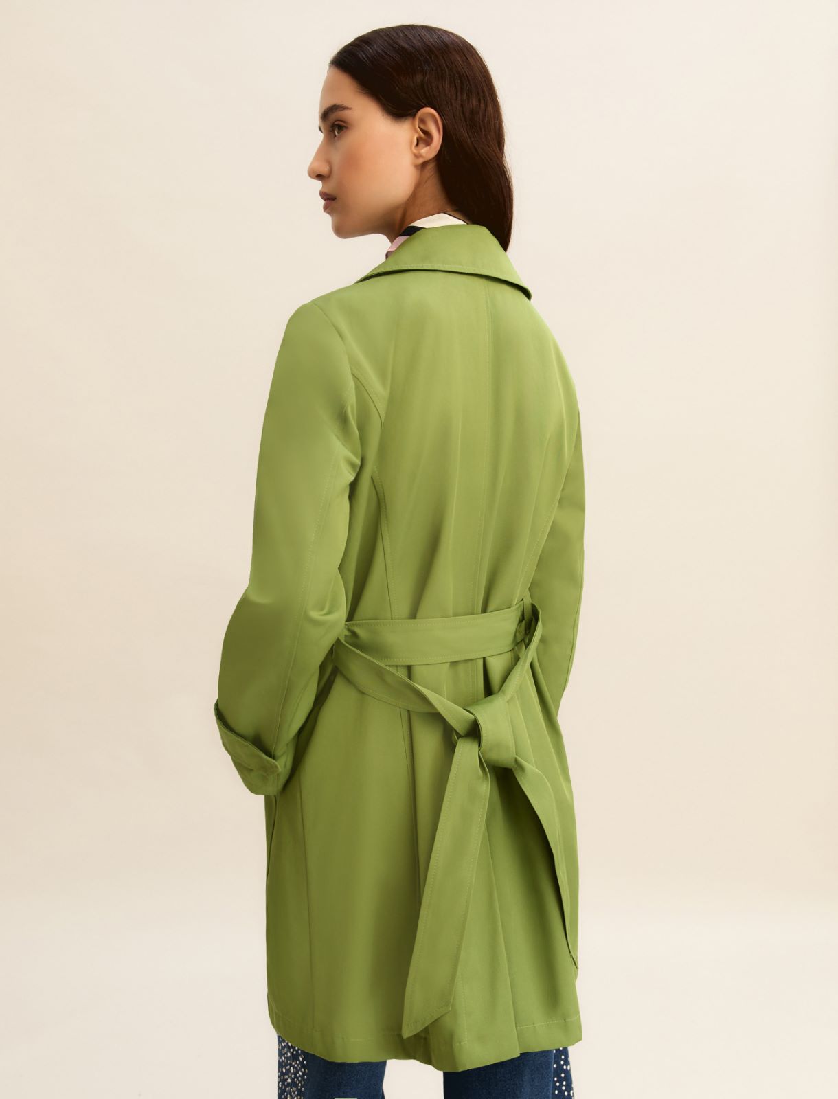 Single-breasted water-repellent trench coat - GREEN - Emme - 2
