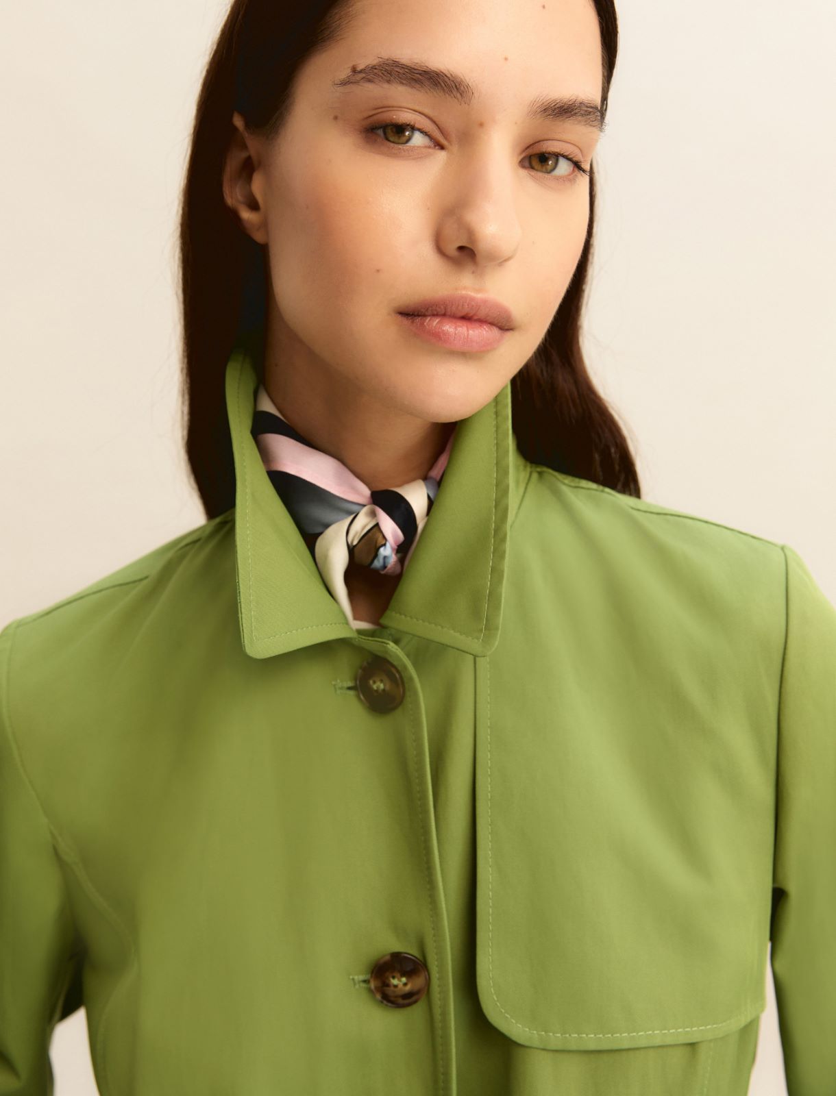 Single-breasted water-repellent trench coat - GREEN - Emme - 3