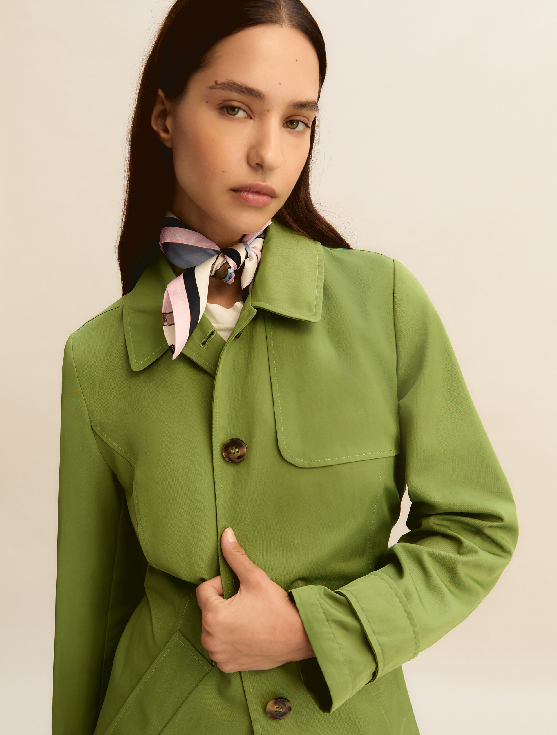 Single-breasted water-repellent trench coat - GREEN - Emme - 5