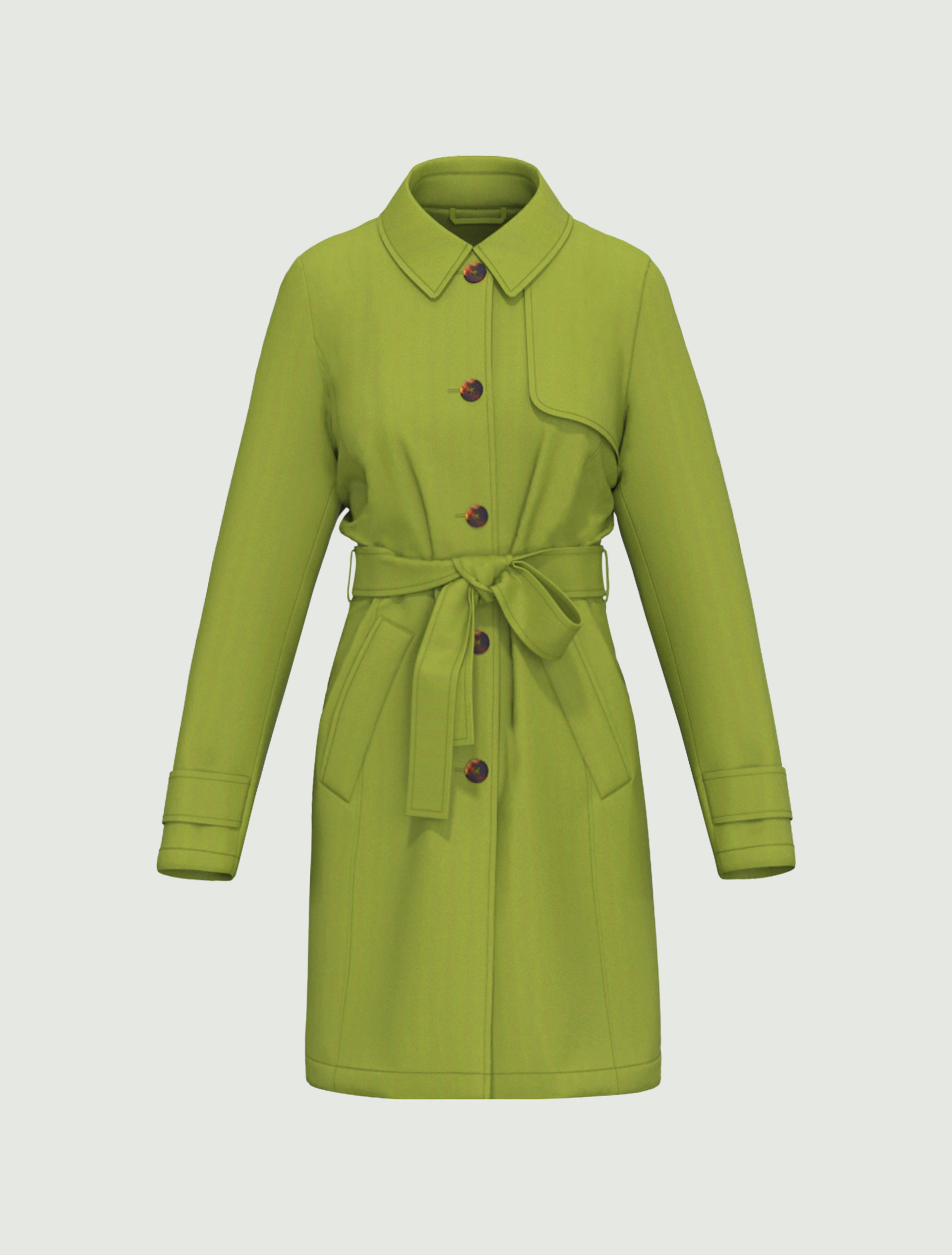 Single-breasted water-repellent trench coat - GREEN - Emme - 6