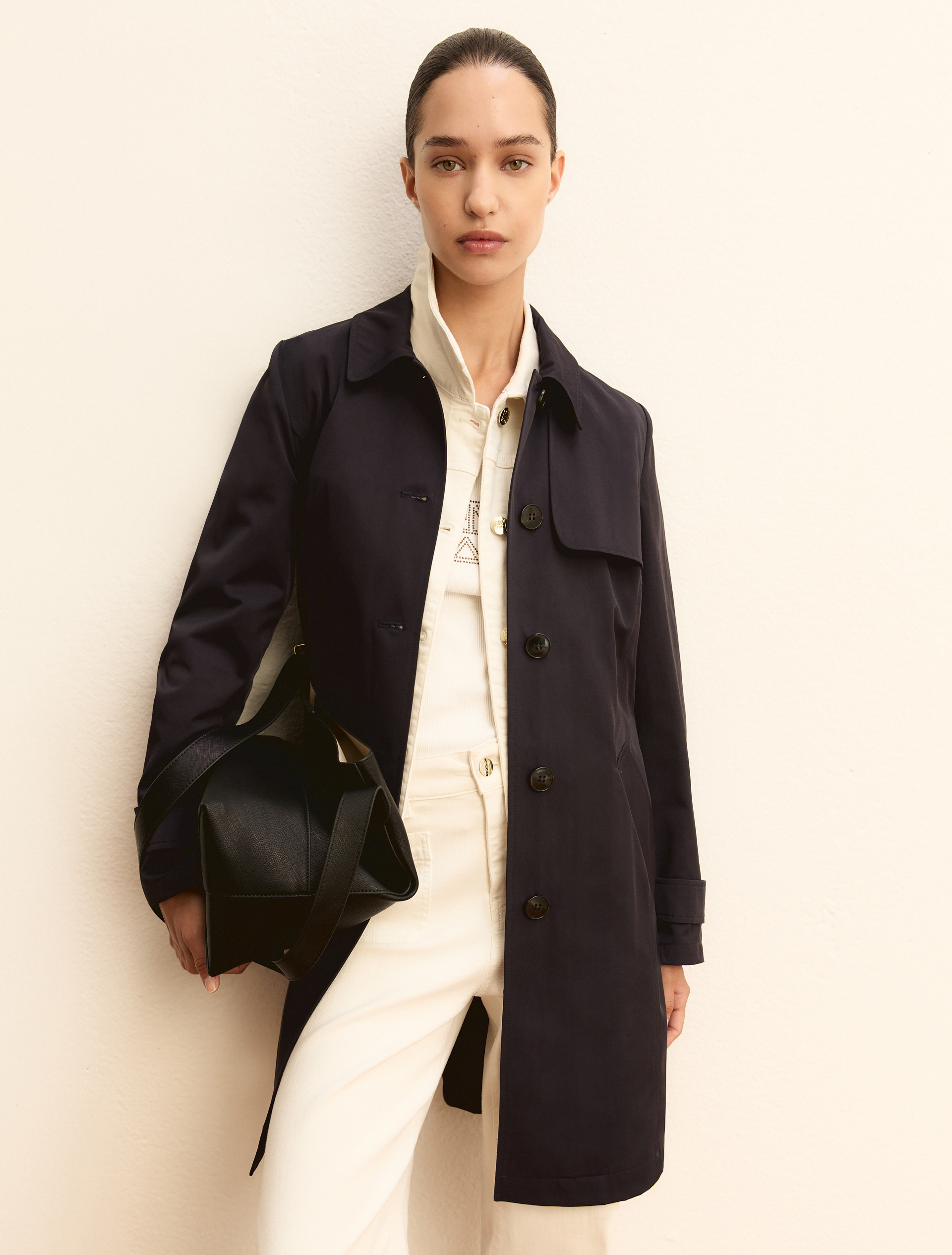 Single-breasted water-repellent trench coat - NAVY - Emme - 4