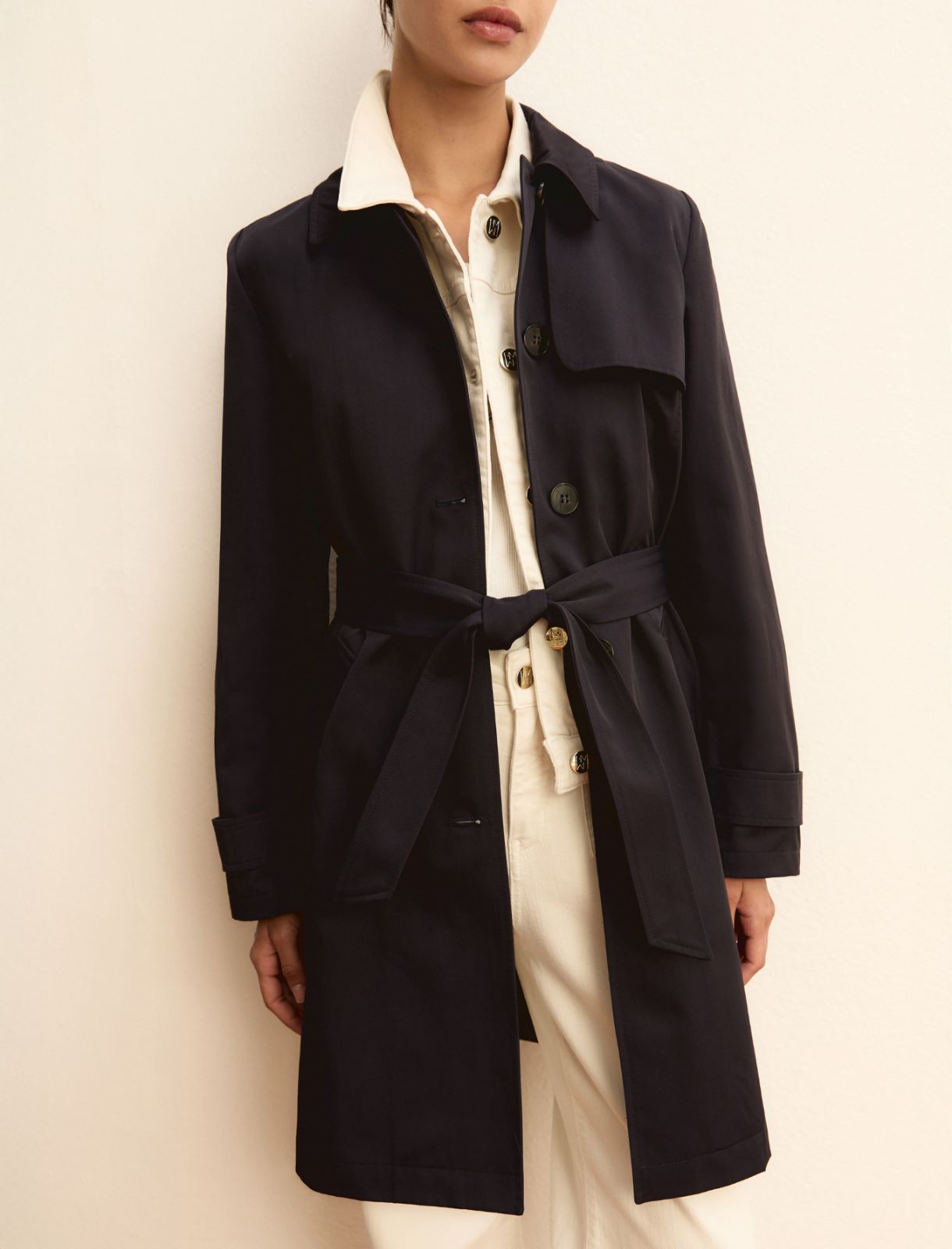 Single-breasted water-repellent trench coat - NAVY - Emme - 5