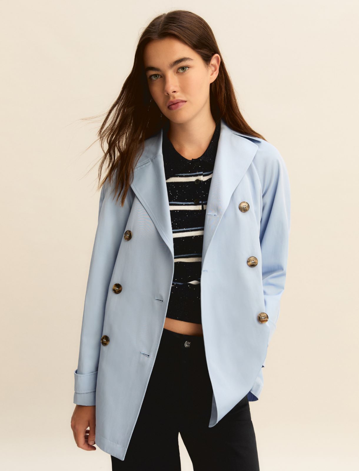 Short water-repellent trench coat - LIGHT BLUE - Emme