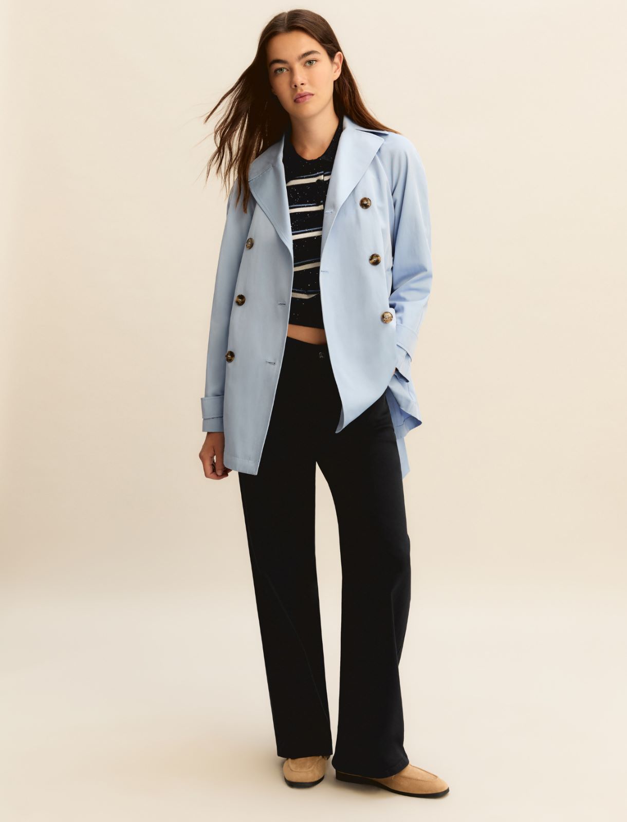 Short water-repellent trench coat - LIGHT BLUE - Emme - 2