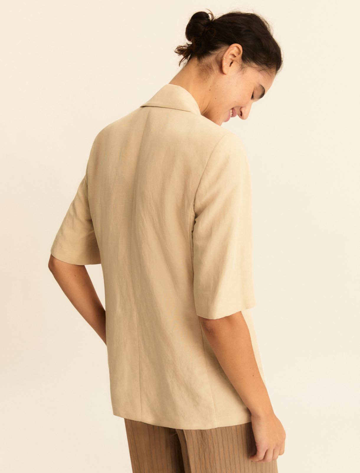 Short-sleeved linen blazer - BEIGE - Emme - 2