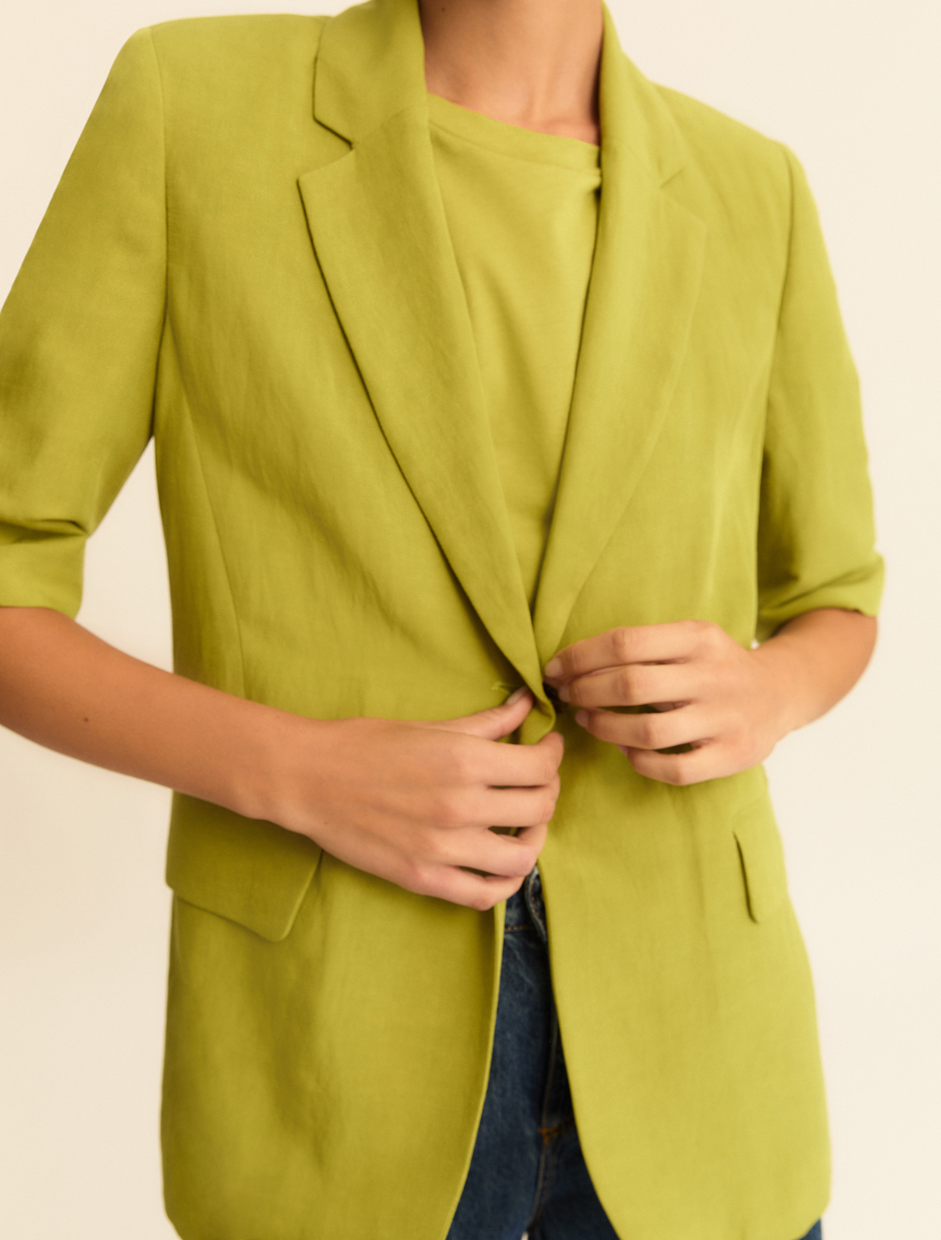 Blazer a manica corta in lino - VERDE MELA - Emme - 4