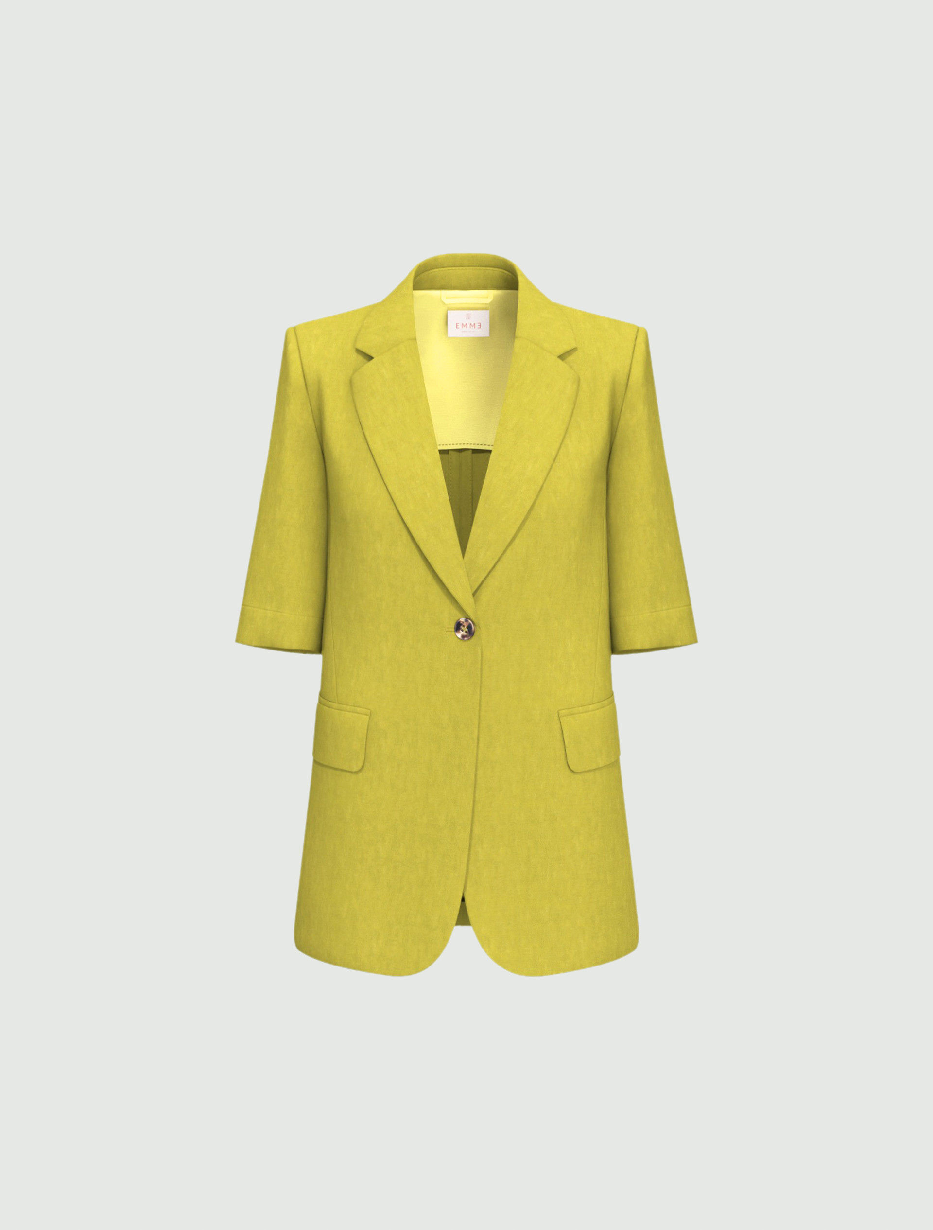 Short-sleeved linen blazer - APPLE GREEN - Emme - 4