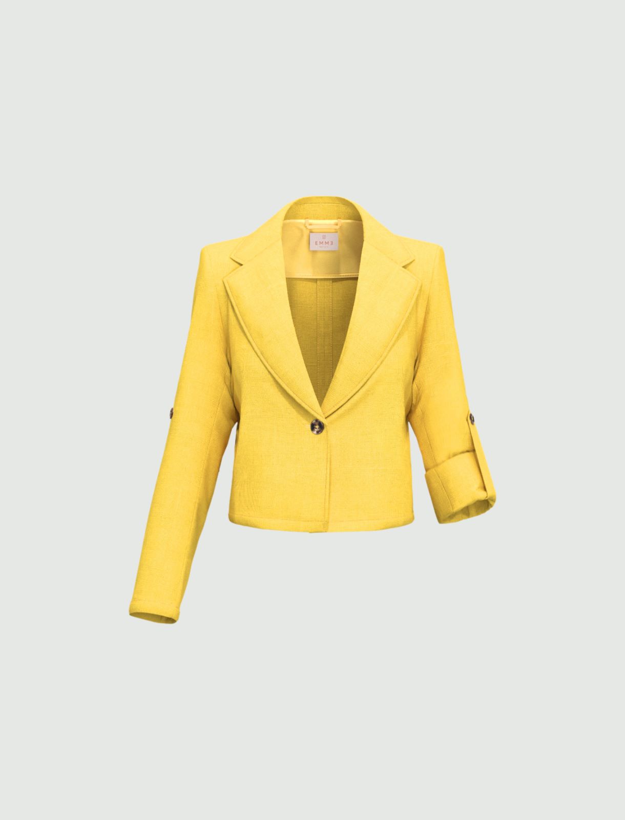 Linen roll-up-sleeve blazer - MUSTARD - Emme - 4