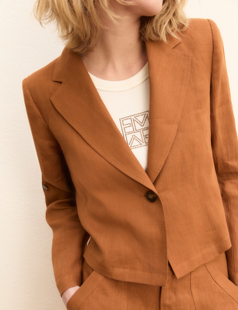 Linen roll-up-sleeve blazer - Emme - 3