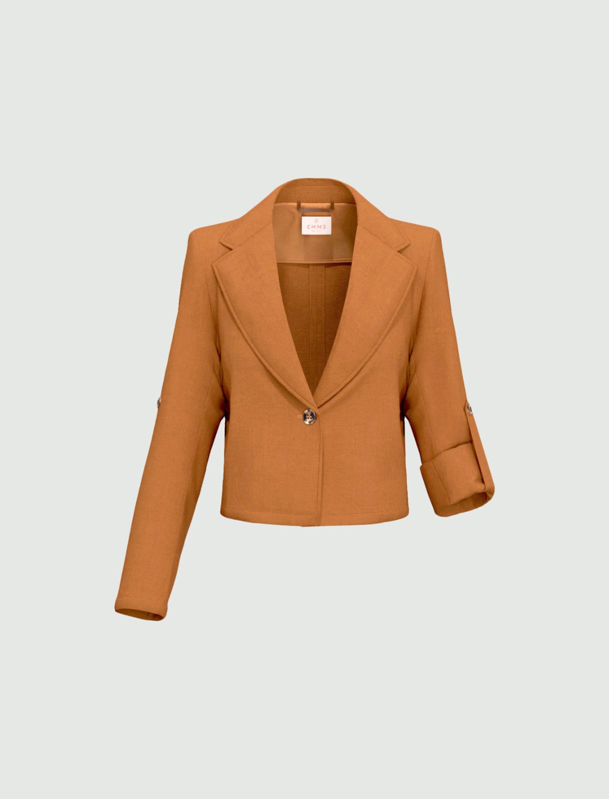 Linen roll-up-sleeve blazer - EARTH - Emme - 4