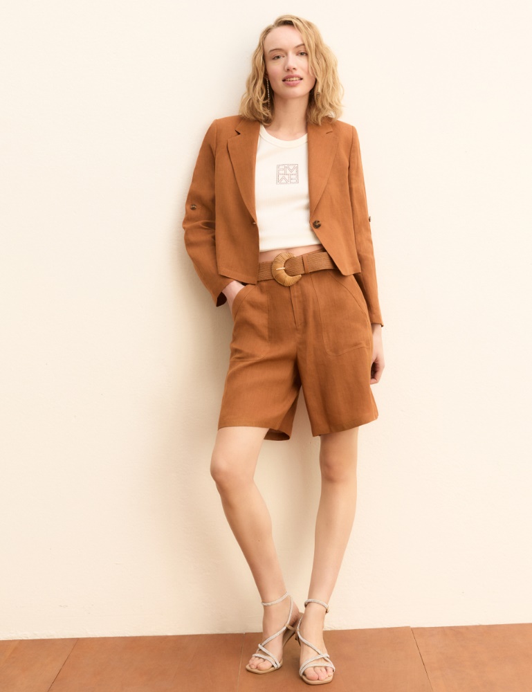 Linen roll-up-sleeve blazer - Emme - 4