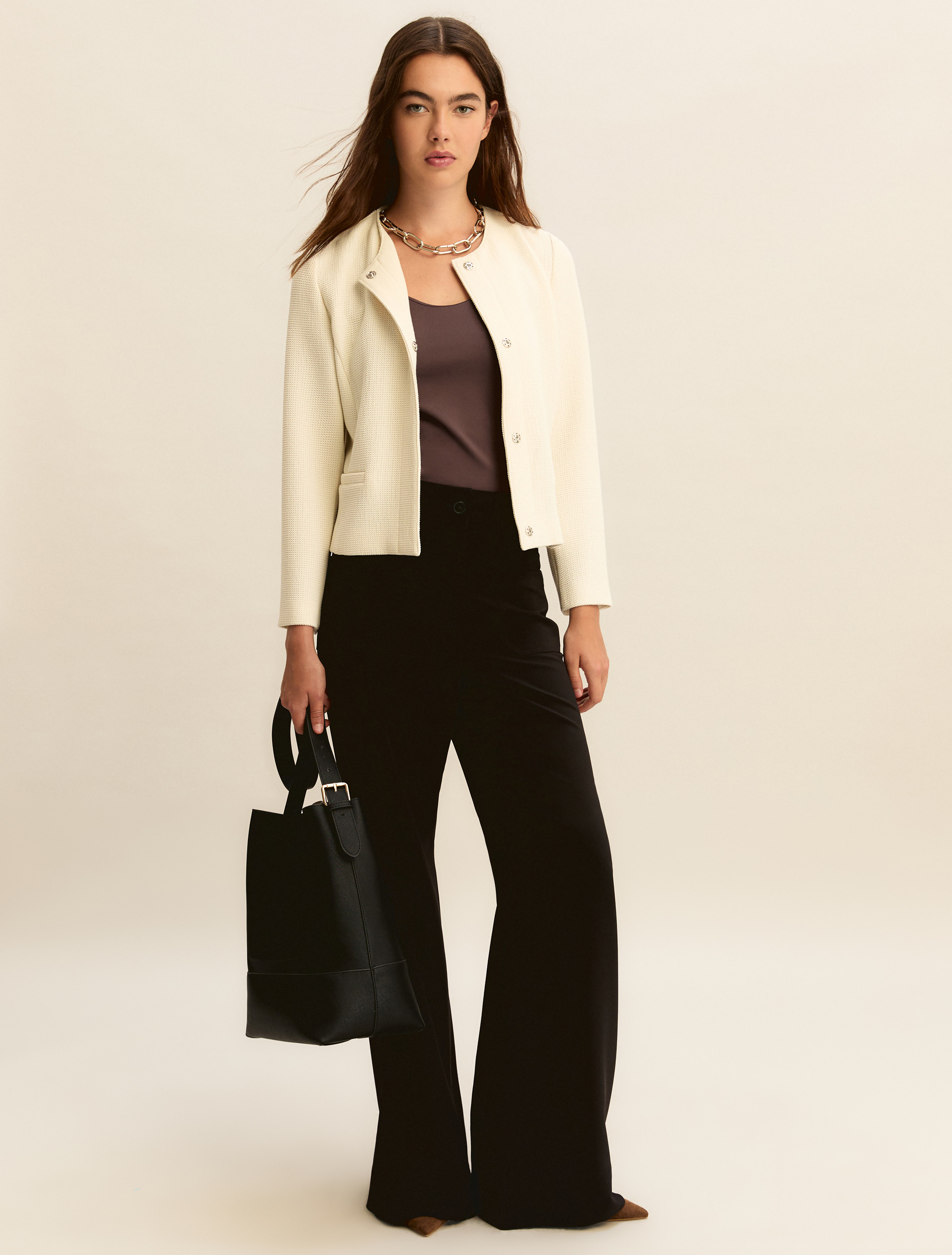 Short basketweave jacket - WOOL WHITE - Emme - 2