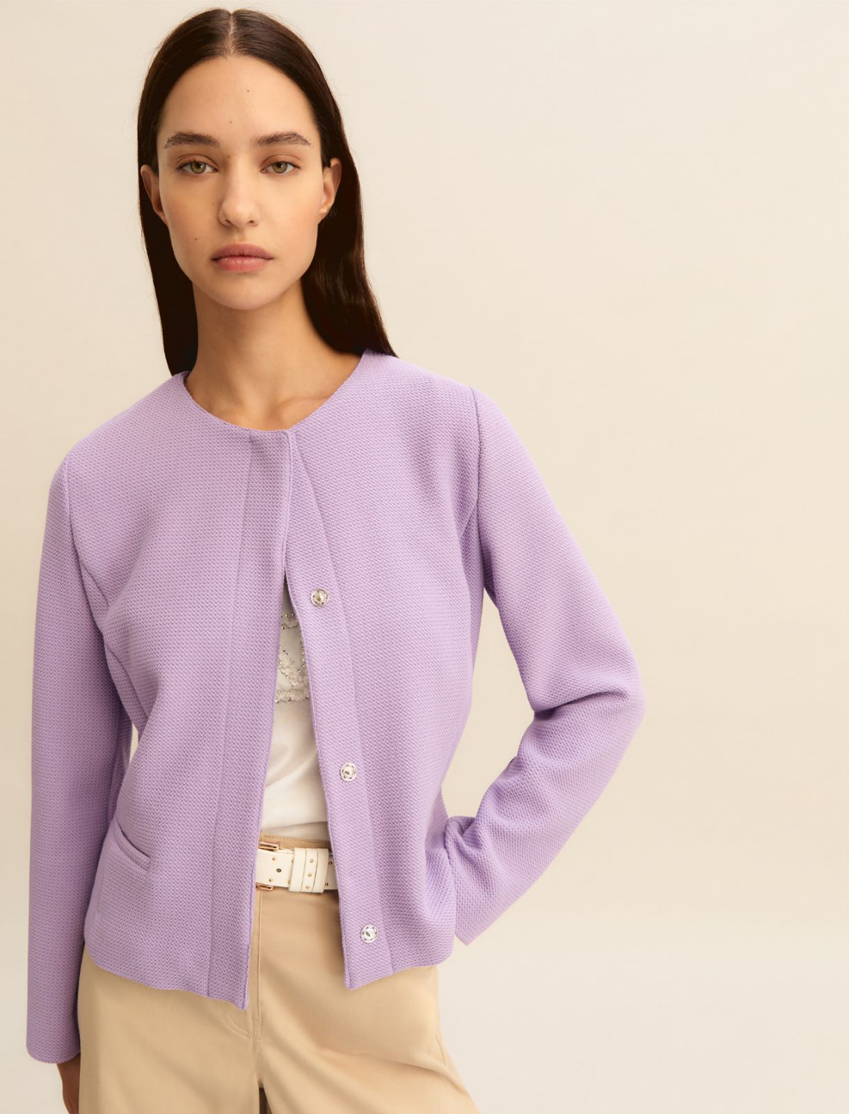 Short basketweave jacket - LILAC - Emme - 5