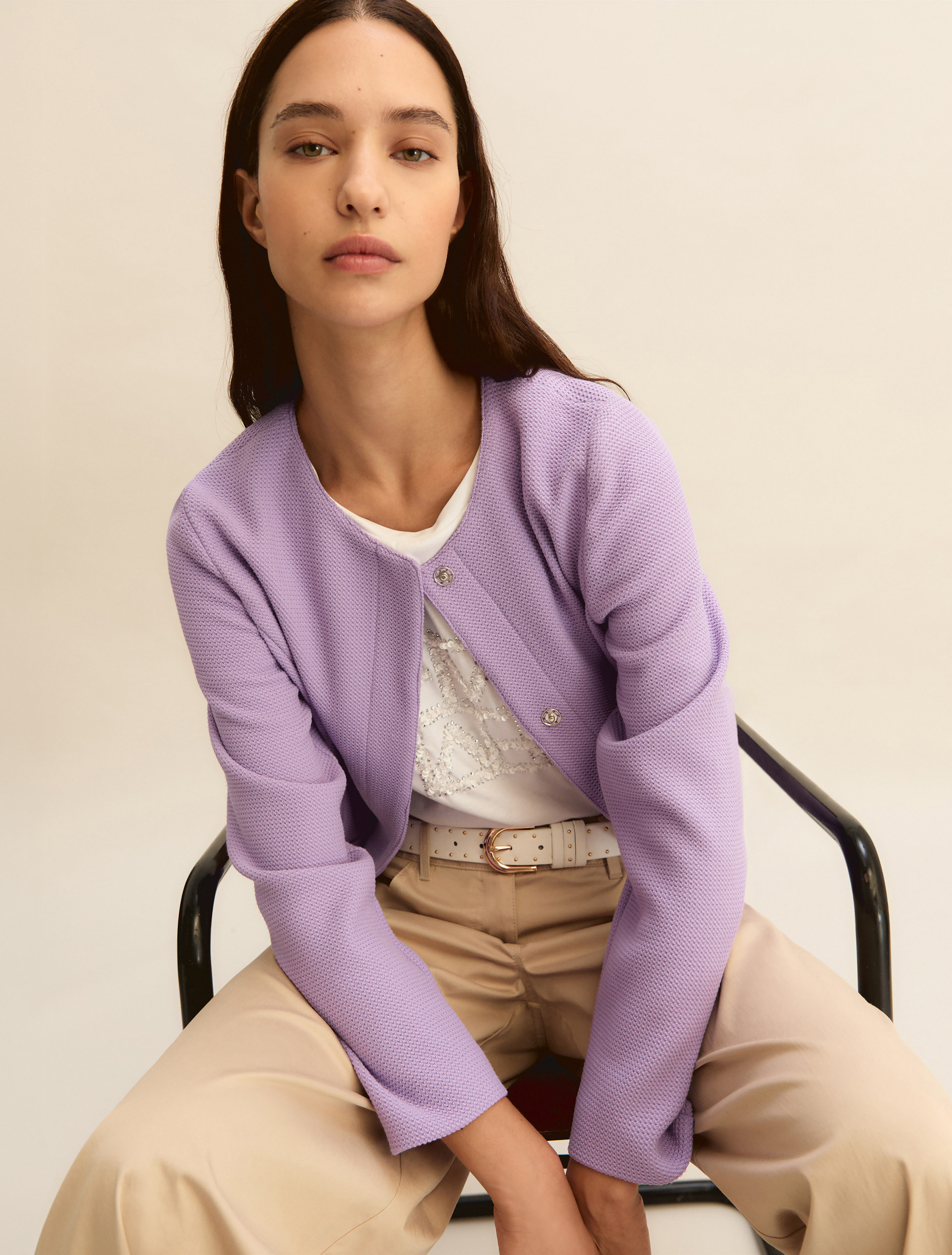 Short basketweave jacket - LILAC - Emme - 1