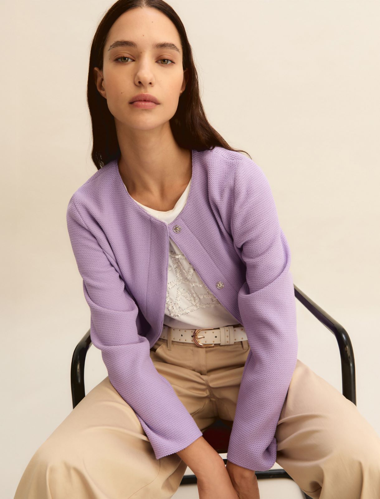 Short basketweave jacket - LILAC - Emme