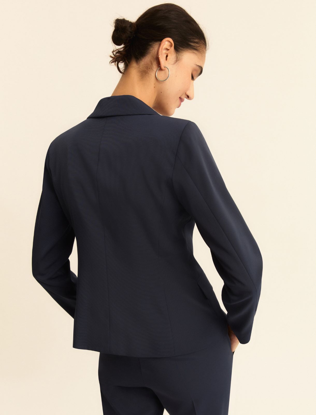 Double-breasted stretch faille blazer - NAVY - Emme - 3