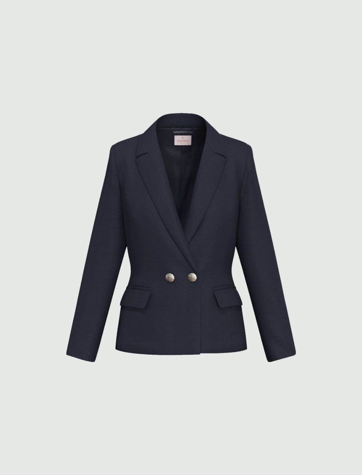 Double-breasted stretch faille blazer - NAVY - Emme - 5