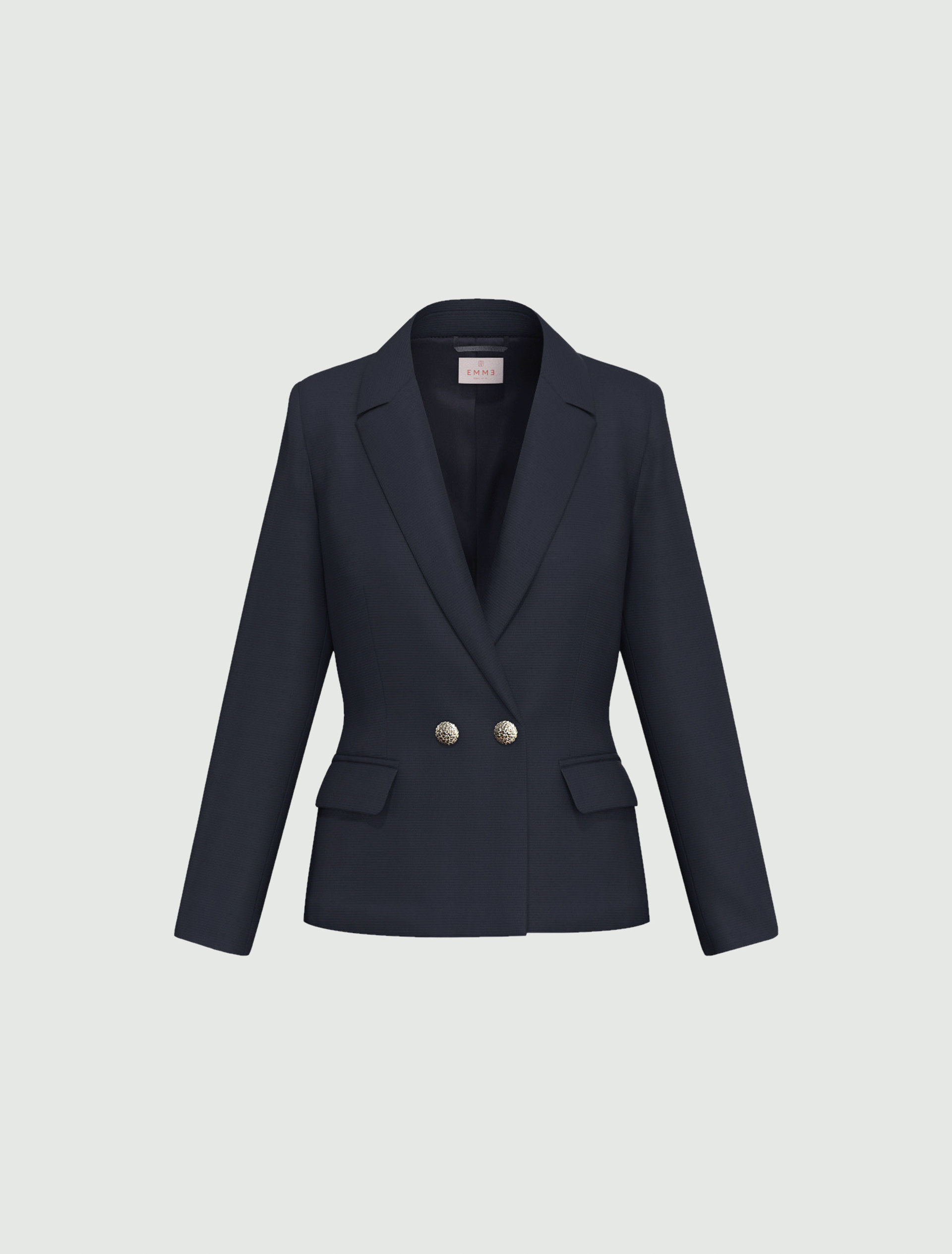 Double-breasted stretch faille blazer - NAVY - Emme - 2