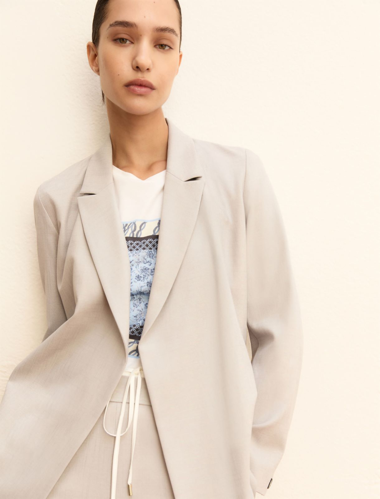Viscose and lamé jacket - LIGHT GREY - Emme - 3