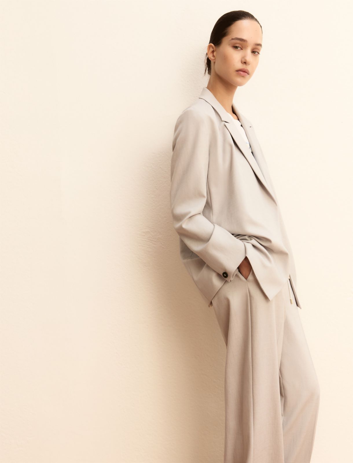 Viscose and lamé jacket - LIGHT GREY - Emme - 4