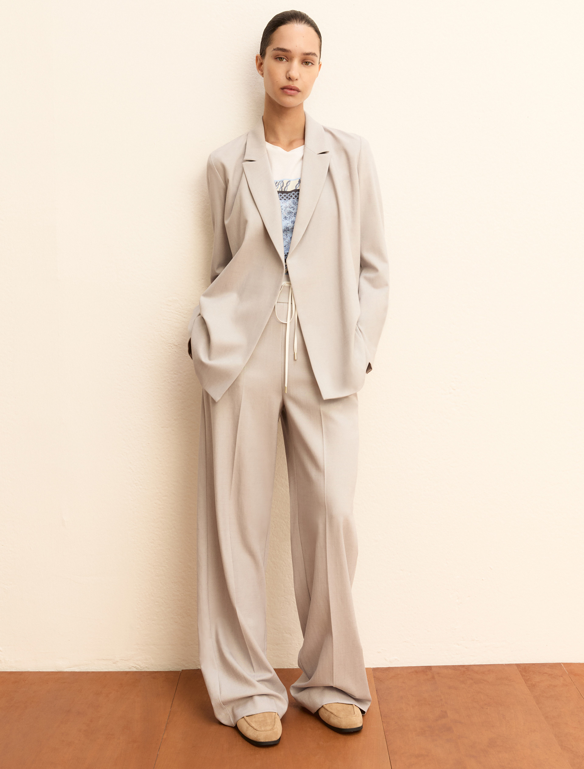 Viscose and lamé jacket - LIGHT GREY - Emme - 1