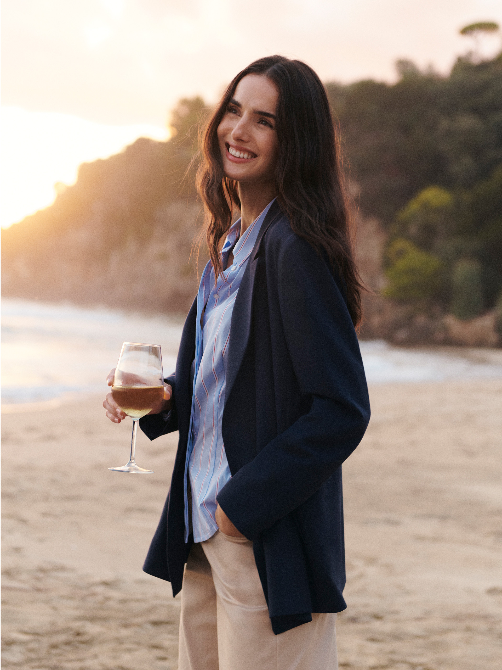 Viscose and lamé jacket - NAVY - Emme - 2