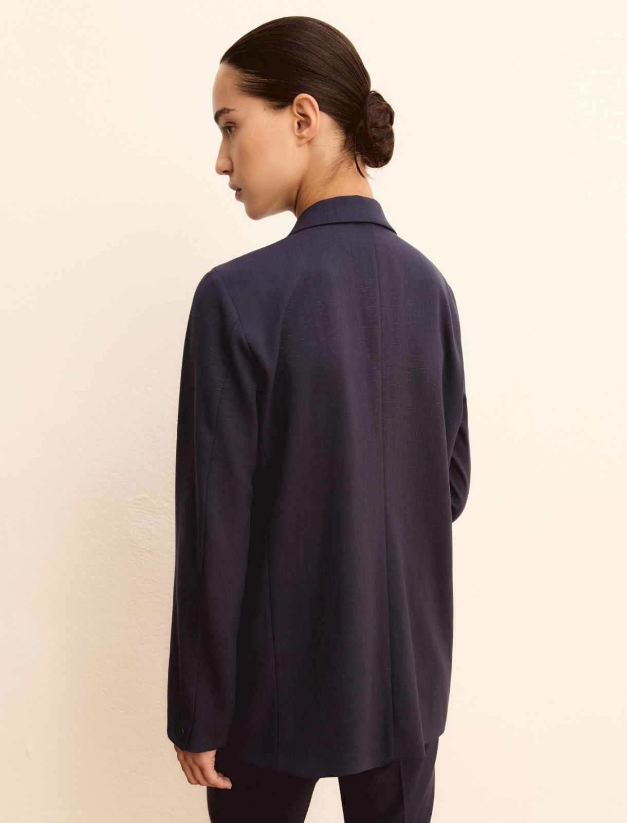 Viscose and lamé jacket - NAVY - Emme - 3