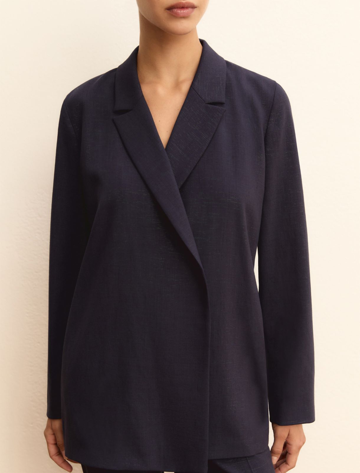 Viscose and lamé jacket - NAVY - Emme - 4