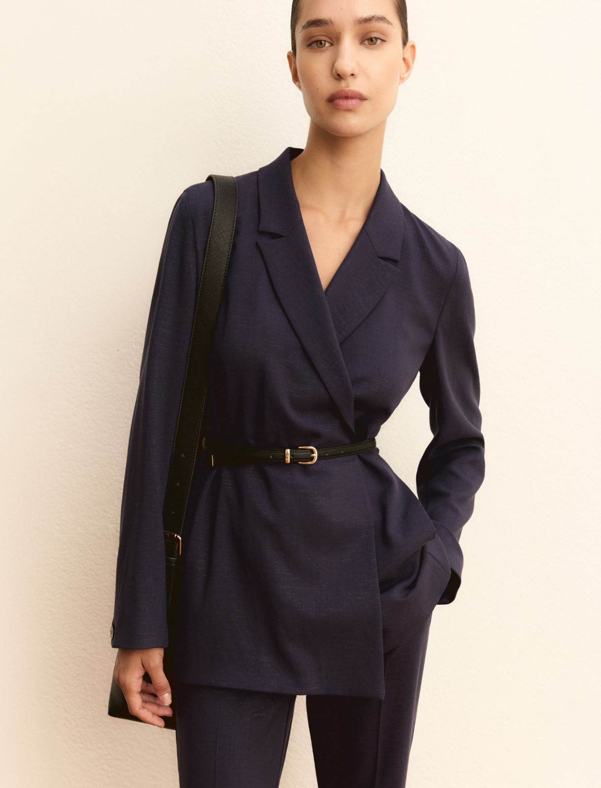 Viscose and lamé jacket - NAVY - Emme - 5