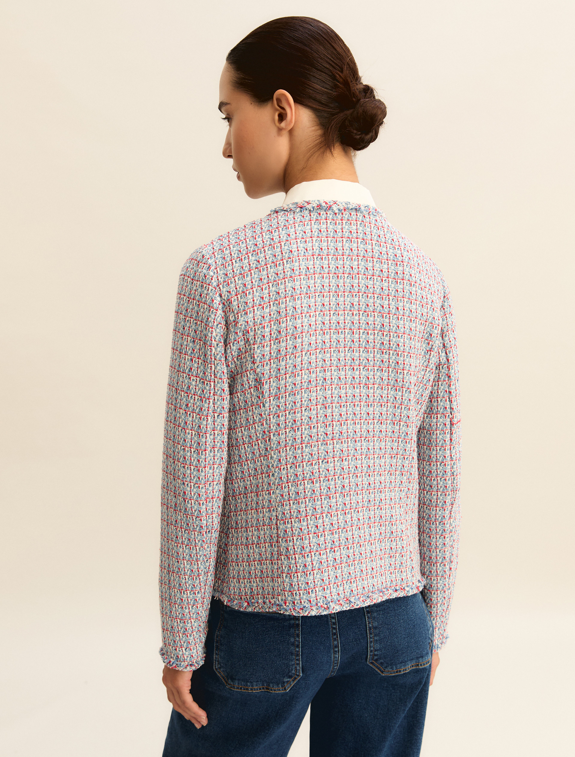 Semi-fitted basketweave jacket - LIGHT BLUE - Emme - 3