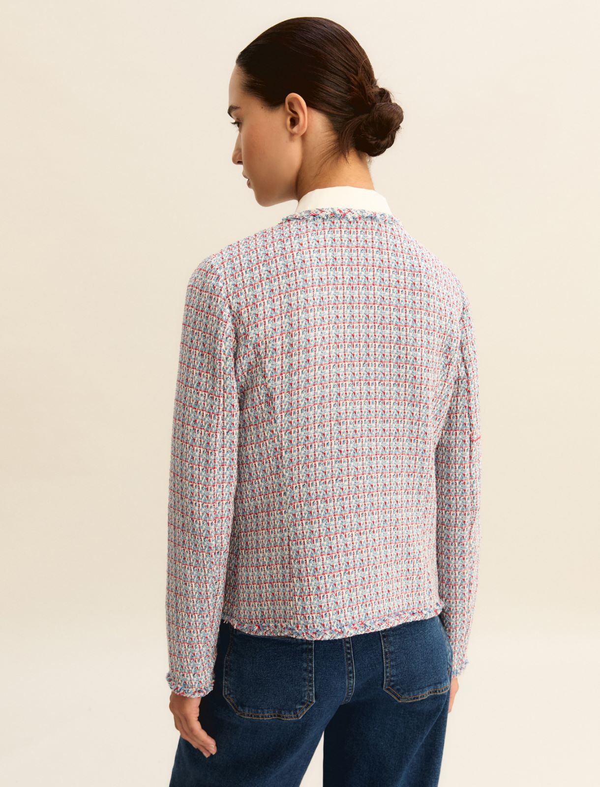 Semi-fitted basketweave jacket - LIGHT BLUE - Emme - 3