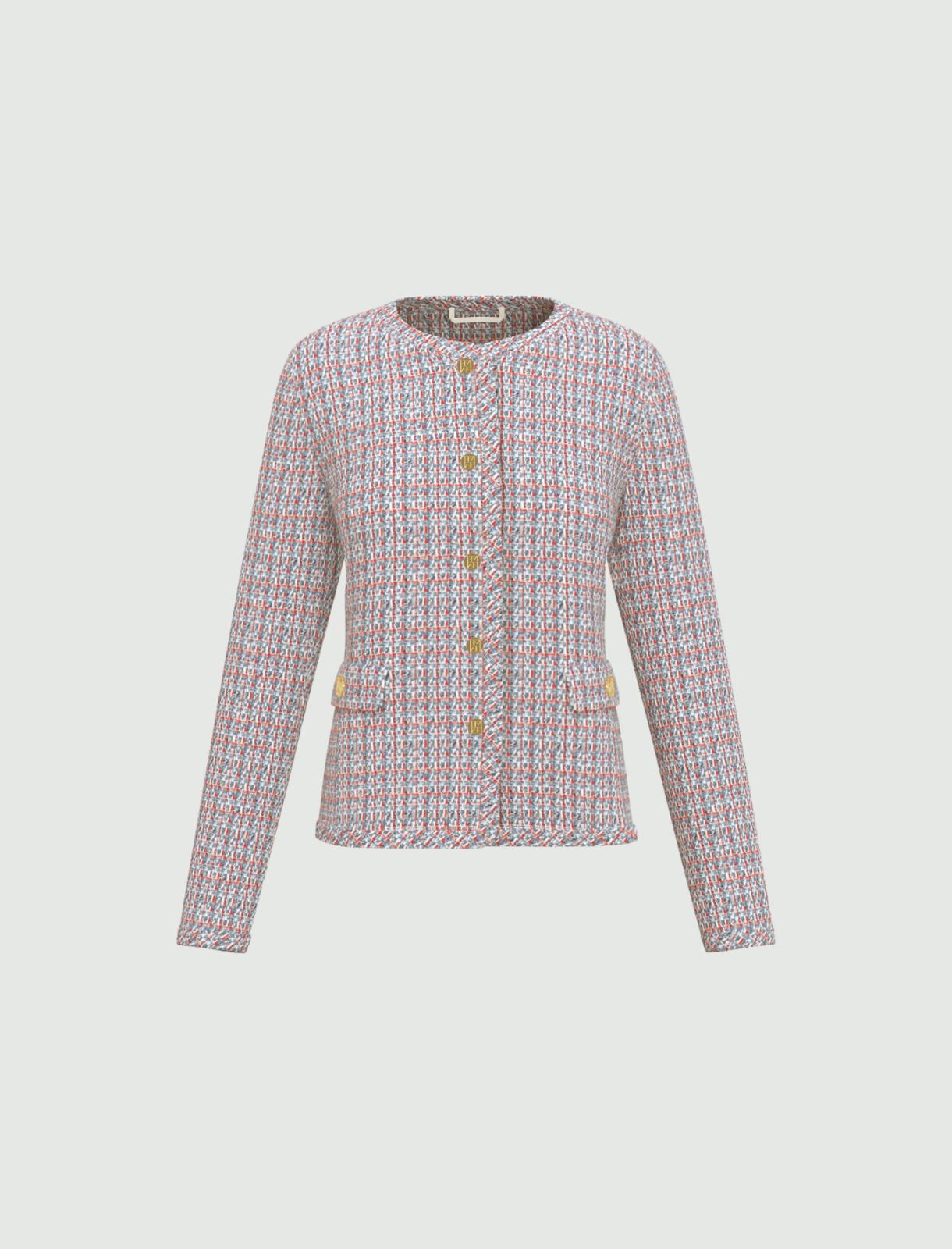 Semi-fitted basketweave jacket - LIGHT BLUE - Emme - 4