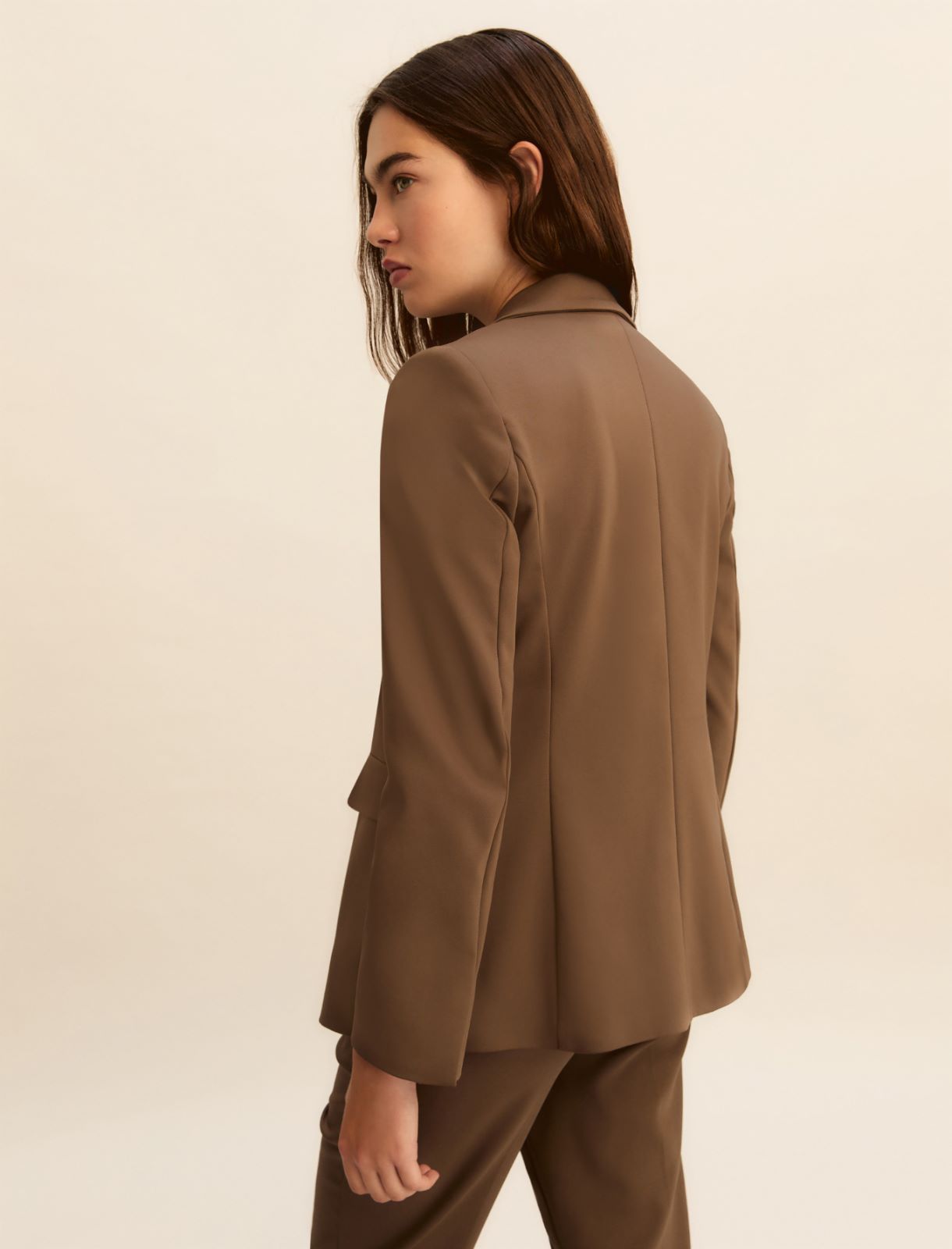 Single-breasted stretch jacket - KAKI - Emme - 3