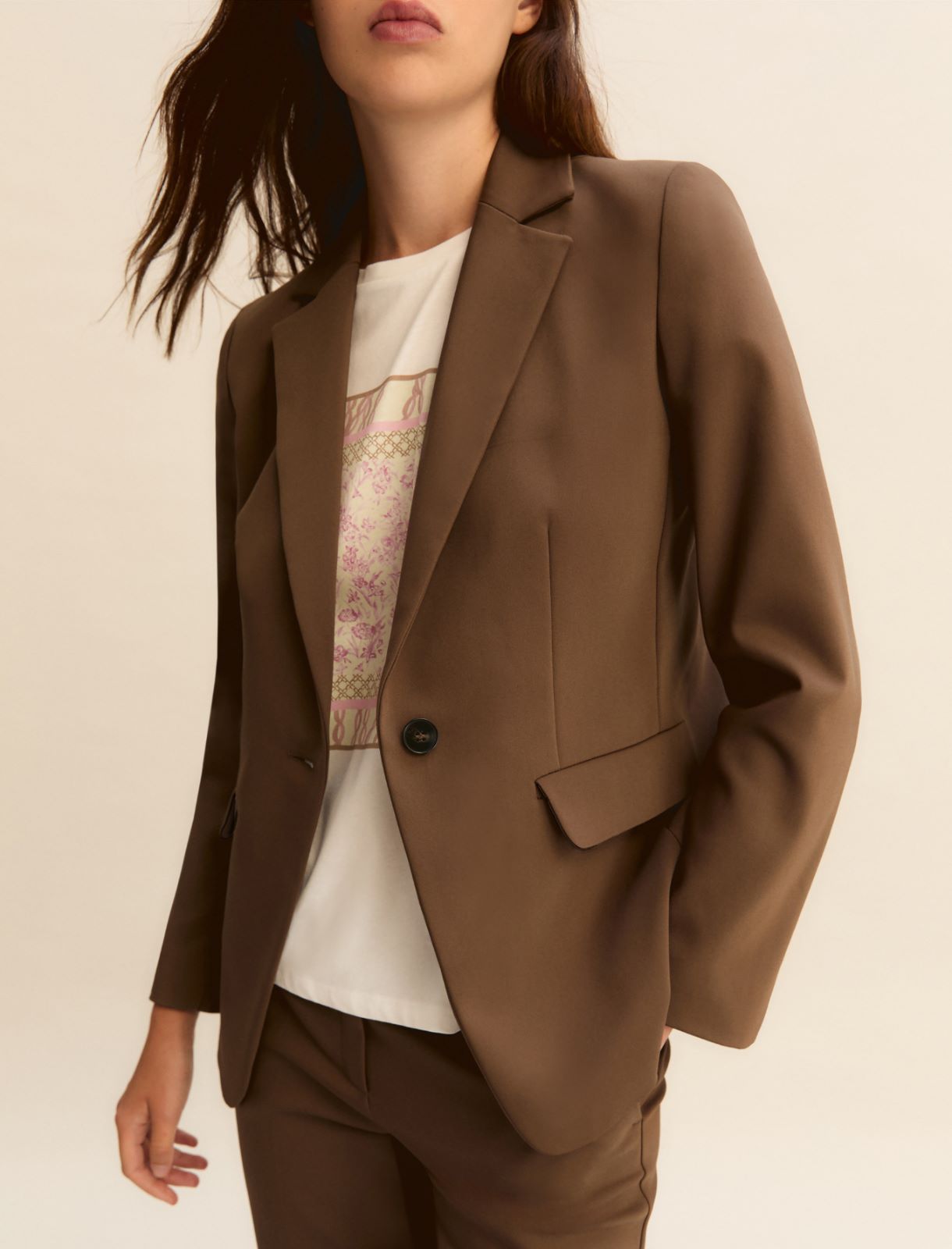 Single-breasted stretch jacket - KAKI - Emme - 6