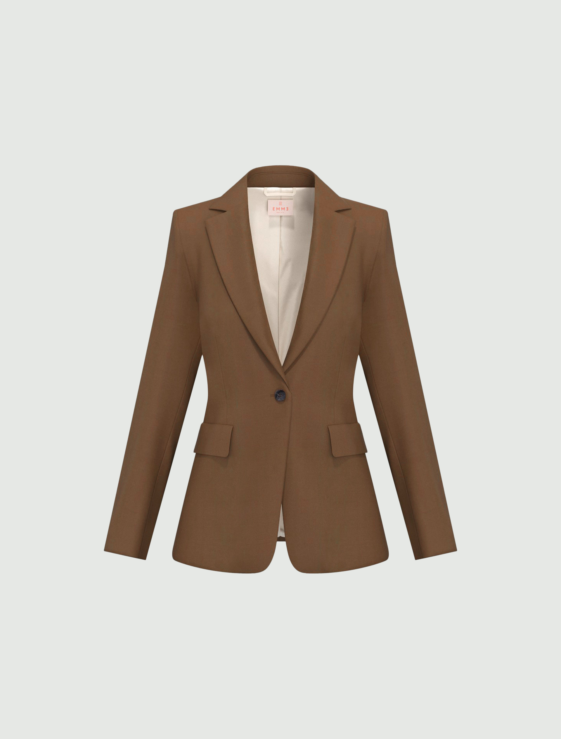 Single-breasted stretch jacket - KAKI - Emme - 4