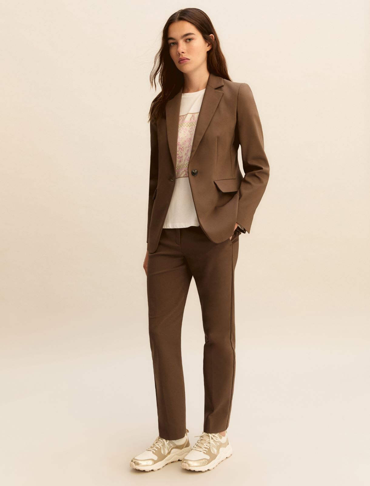 Single-breasted stretch jacket - KAKI - Emme - 2