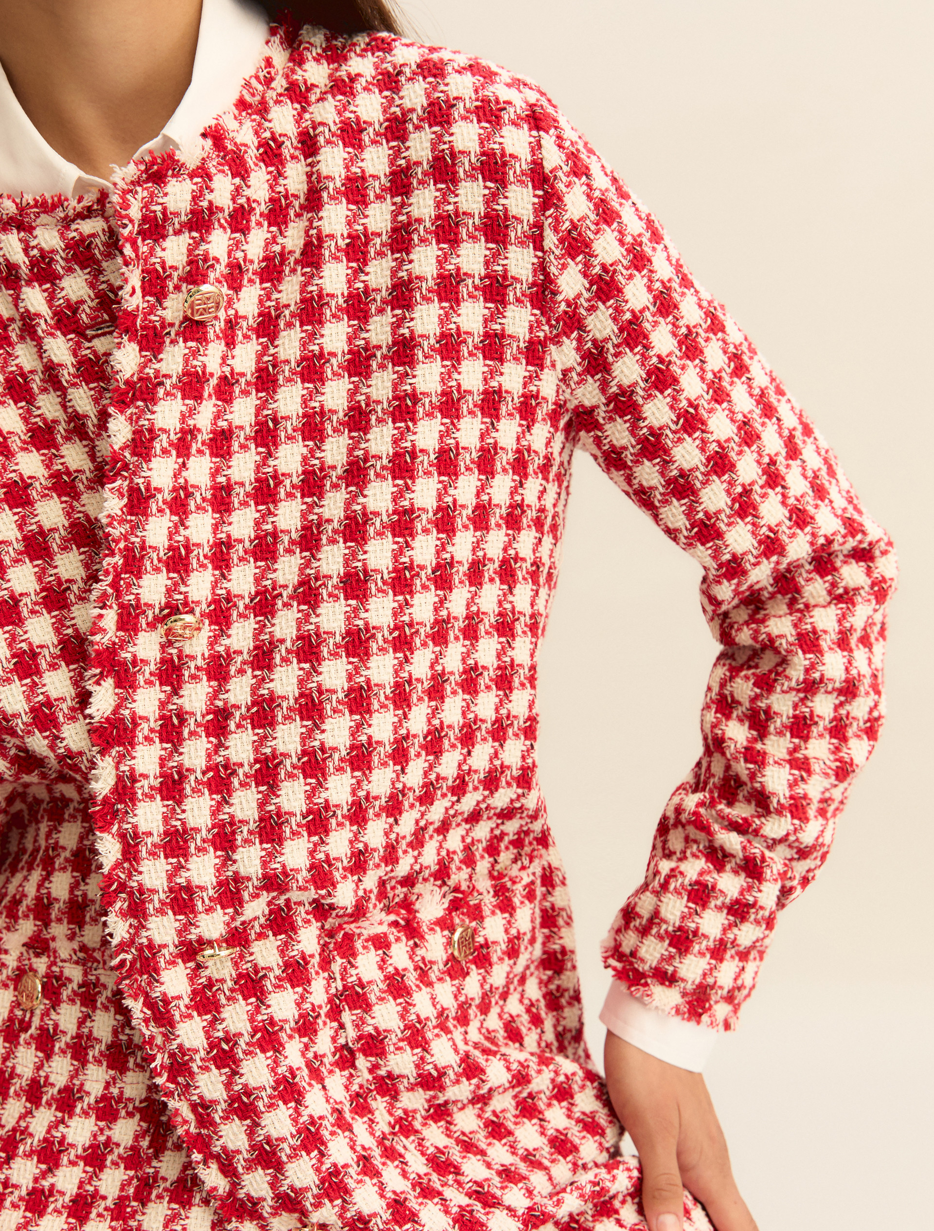 Basketweave overcoat - RED - Emme - 3