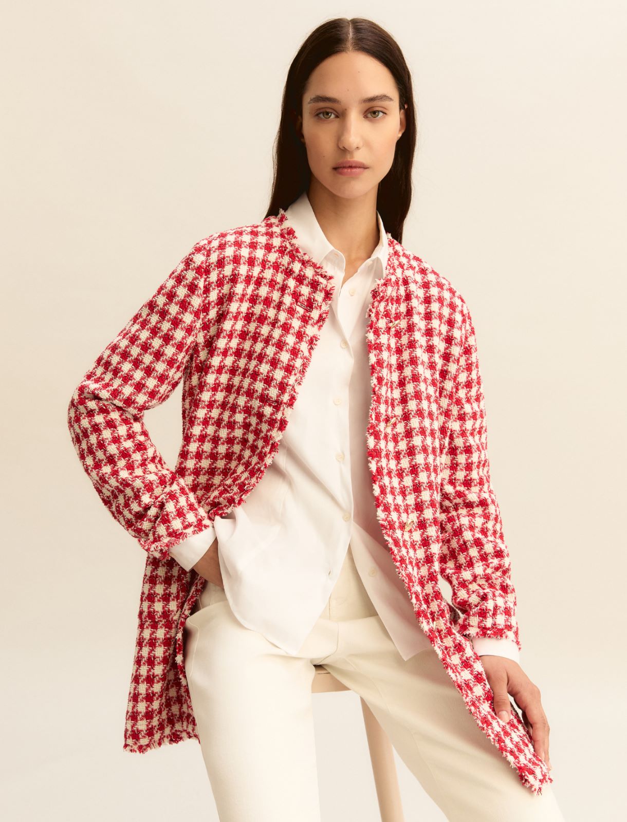 Basketweave overcoat - RED - Emme - 4