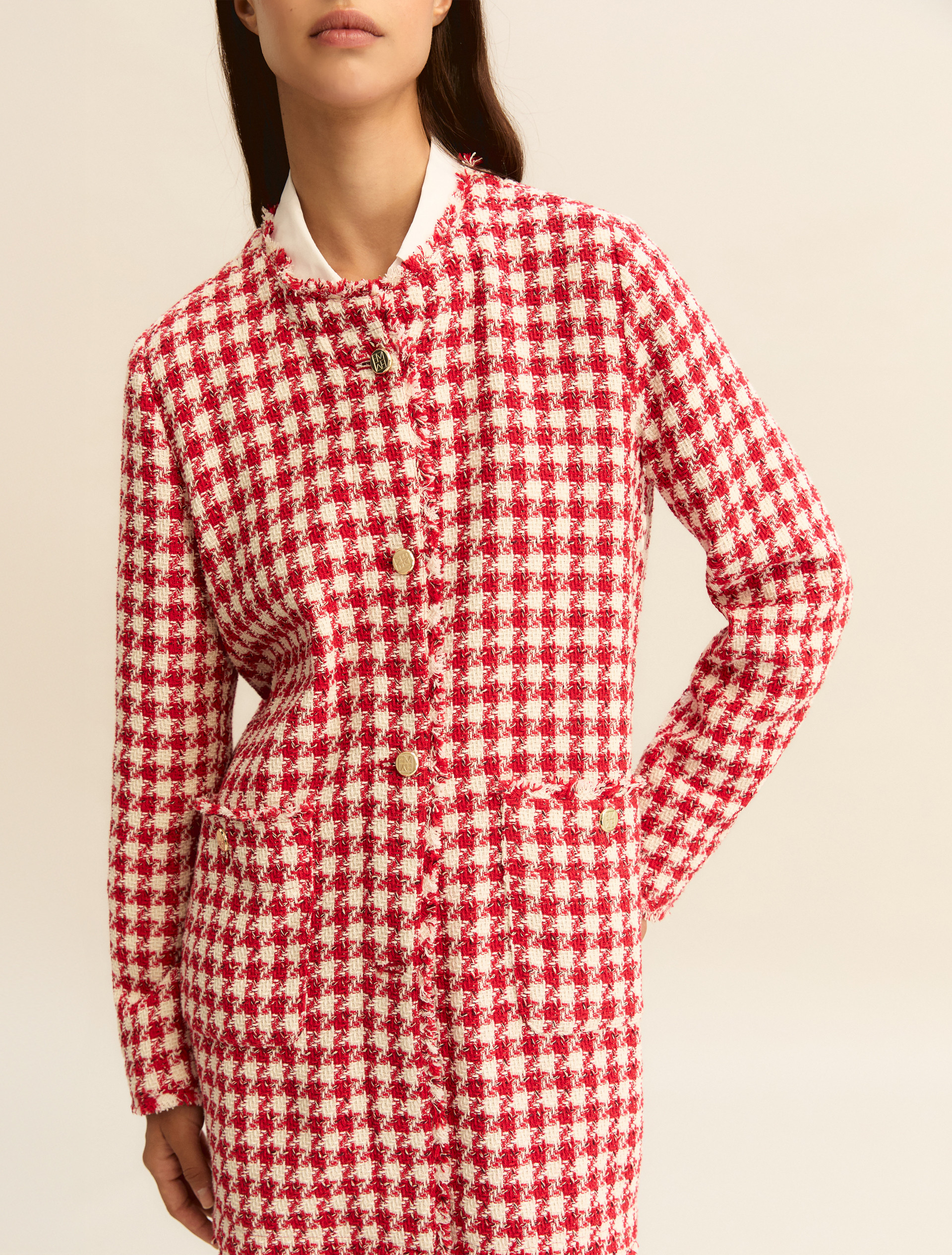 Basketweave overcoat - RED - Emme - 5