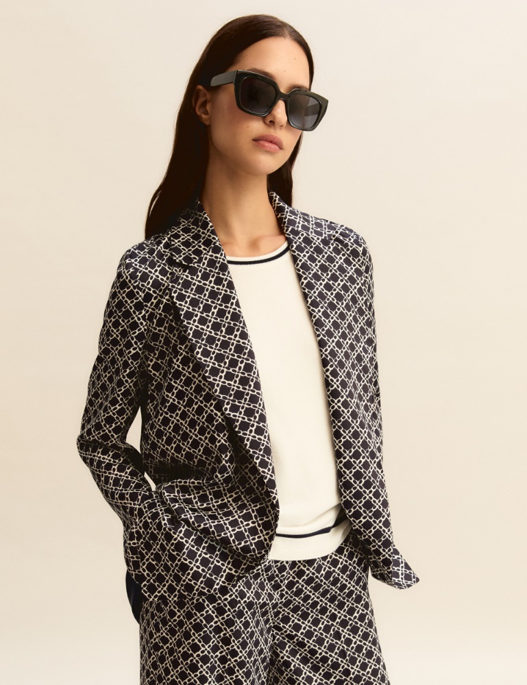 Printed twill jacket - NAVY